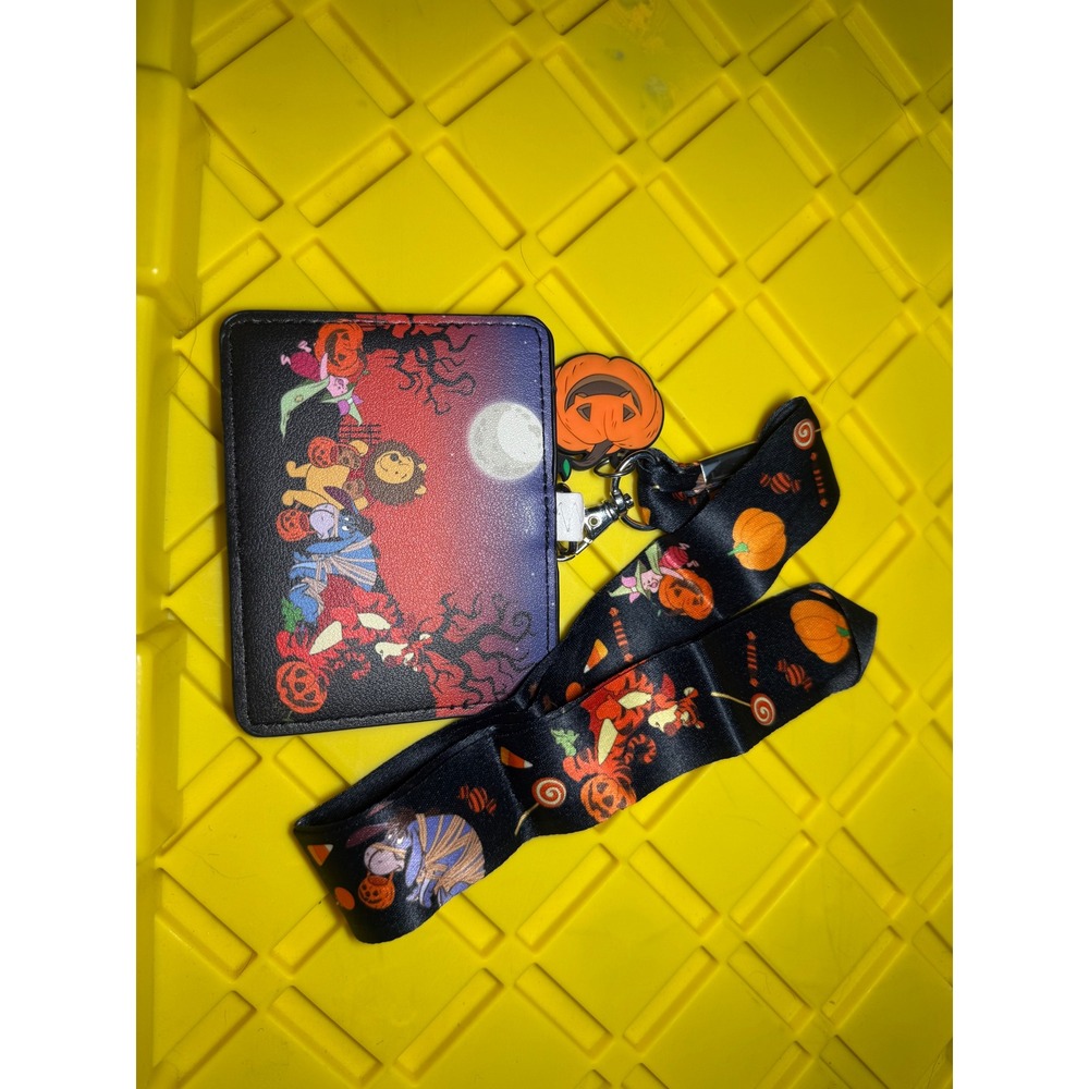 Loungefly Disney Winnie the Pooh Halloween Gang Lanyard ID Cardholder WDL0485 - Picture 3 of 3